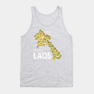 Laos Illustrated Map Tank Top